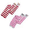 2 Pairs Warm Fuzzy Over Knee High Stockings for Girls Womens, Pig and Cat Mixed Color Stripes