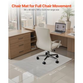 Chair Mat, 36 x 48-inch Transparent Office Chair Mat for Hard Floors, Floor Protector for Rolling Chairs, Non-Slip & Easy to Clean