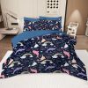 8-Piece Whale Comforter for Twin Bed Girls Narwhal Comforter Set Bed in A Bag Rainbow - 1 Comforter, 2 Pillow Shams, 1 Flat Sheet, 1 Fitted Sheet
