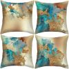 Teal and Gold Throw Pillow Covers 18x18 inch Set of 4 Turquoise Gold Abstract Pillow Cases Modern Decorative Cushion Covers for Sofa Couch