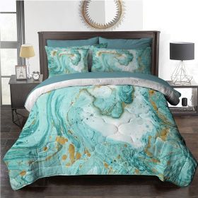 Green Marble Comforter Set 8 Piece Turquoise Chic Girly Gold Marble Bed in A Bag Twin Size Complete Set Modern Abstract Marble Bedding for Kids Girls