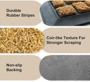 Front Door Mat Outside Entrance - 36x17 Inches Coir-Like Yellow Welcome Matt, Dirt-Trapping Non-Slip Low-Profile Indoor and Outdoor Mat for Apartment