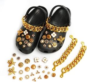 26Pcs Bling Shoe Charms for Women Girls; Cool Chain Charms Bee Shoe Decoration with Button for Hole Shoes; Slippers Luxury Clog Accessories; Cute Shoe