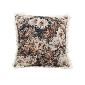 19.7in Vintage Oil Painting Throw Pillow â€“ Colorful Raised Embroidery Empress Flower Decorative Cushion