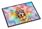 NEW Golden Retriever Hippie Dawg Doormat Front Door Mat Indoor Outdoor Rugs for Entryway, Non Slip Washable Low Pile, 18H X 27W
