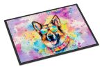 NEW German Shepherd Hippie Dawg Doormat Front Door Mat Indoor Outdoor Rugs for Entryway, Non Slip Washable Low Pile, 18H X 27W