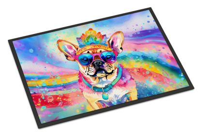 NEW Pug Hippie Dawg Doormat Front Door Mat Indoor Outdoor Rugs for Entryway, Non Slip Washable Low Pile, 18H X 27W