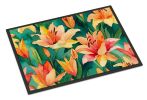 NEW Lilies in Watercolor Doormat Front Door Mat Indoor Outdoor Rugs for Entryway, Non Slip Washable Low Pile, 18H X 27W