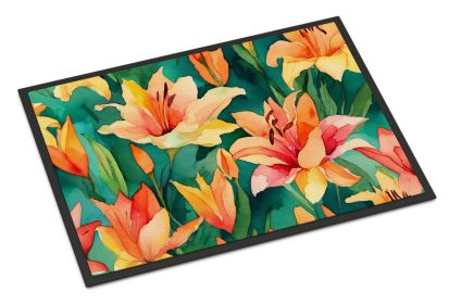 NEW Lilies in Watercolor Doormat Front Door Mat Indoor Outdoor Rugs for Entryway, Non Slip Washable Low Pile, 18H X 27W