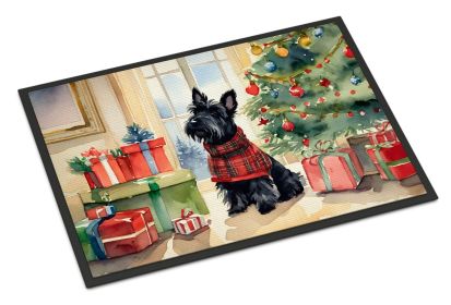 NEW Scottish Terrier Cozy Christmas Doormat Front Door Mat Indoor Outdoor Rugs for Entryway, Non Slip Washable Low Pile, 18H X 27W