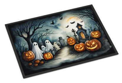 NEW Ghosts Spooky Halloween Doormat Front Door Mat Indoor Outdoor Rugs for Entryway, Non Slip Washable Low Pile, 18H X 27W