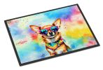 NEW Chihuahua Hippie Dawg Doormat Front Door Mat Indoor Outdoor Rugs for Entryway, Non Slip Washable Low Pile, 18H X 27W