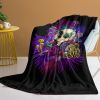 Mushroom Printed Flannel Throw Blanket Colorful Ultra-Soft Fuzzy Lightweight Flannel Skull Throw Blankets for Couch Bed Sofa All Season Warm Cozy Camp
