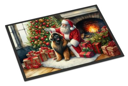 NEW Leonberger and Santa Claus Doormat Front Door Mat Indoor Outdoor Rugs for Entryway, Non Slip Washable Low Pile, 18H X 27W