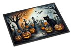 Black Cat Spooky Halloween Doormat Front Door Mat Indoor Outdoor Rugs for Entryway, Non Slip Washable Low Pile, 24H X 36W