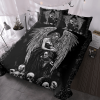 Black Skull Bedding Mysterious Angel Duvet Cover Sets Ugly demon Bed Sets Night 3 Piece Skull Themed Comforter Cover with 2 Pillowcases Twin Size(temu