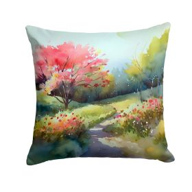 North Carolina Dogwoods in Watercolor Throw Pillow Machine Washable, Indoor Outdoor Decorative Pillow for Couch, Bed or Patio, 18Hx18W