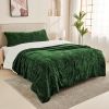 Super Soft Flannel Fleece Throw Blanket, Lightweight Cozy Warm Leaves Textured Plush Blanket for Bed Couch Sofa, 50 x 60 Inches, Olive Green