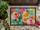 NEW Ranunculus in Watercolor Doormat Front Door Mat Indoor Outdoor Rugs for Entryway, Non Slip Washable Low Pile, 18H X 27W