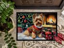 NEW Yorkshire Terrier Cozy Christmas Doormat Front Door Mat Indoor Outdoor Rugs for Entryway, Non Slip Washable Low Pile, 18H X 27W