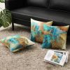 Teal and Gold Throw Pillow Covers 18x18 inch Set of 4 Turquoise Gold Abstract Pillow Cases Modern Decorative Cushion Covers for Sofa Couch