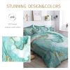 Green Marble Comforter Set 8 Piece Turquoise Chic Girly Gold Marble Bed in A Bag Twin Size Complete Set Modern Abstract Marble Bedding for Kids Girls