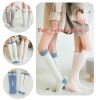 3 Pairs Stripes Knee High Soft Fuzzy Sock for Indoor Outdoor Warm, Blue and Purple