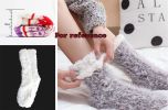 Pure Color Thick Warm Fuzzy Cozy Slipper Socks for Christmas Womens Winter Warm, Purple Red