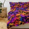 Purple Skull Duvet Cover Set, Gothic Skeleton Comforter Cover for Kids,Boys,Teen Bedroom Decor,Boho Style Bones Bedding Set