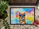 NEW Chihuahua Hippie Dawg Doormat Front Door Mat Indoor Outdoor Rugs for Entryway, Non Slip Washable Low Pile, 18H X 27W