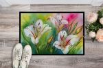NEW Utah Sego Lilies in Watercolor Doormat Front Door Mat Indoor Outdoor Rugs for Entryway, Non Slip Washable Low Pile, 18H X 27W