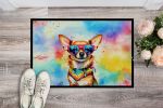 NEW Chihuahua Hippie Dawg Doormat Front Door Mat Indoor Outdoor Rugs for Entryway, Non Slip Washable Low Pile, 18H X 27W