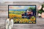 NEW Kansas Sunflowers in Watercolor Doormat Front Door Mat Indoor Outdoor Rugs for Entryway, Non Slip Washable Low Pile, 18H X 27W