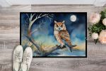 Owl Perched in Coastal Tree Doormat Front Door Mat Indoor Outdoor Rugs for Entryway, Non Slip Washable Low Pile, 24H X 36W