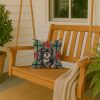 Black and Tan Tibetan Spaniel Christmas PoinsettIas Throw Pillow Decorative Indoor Outdoor Accent Cushion for Couch, Bed or Patio, 14Hx14W