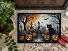Black Cat Spooky Halloween Doormat Front Door Mat Indoor Outdoor Rugs for Entryway, Non Slip Washable Low Pile, 24H X 36W