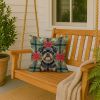 Black and Tan Brussels Griffon Christmas PoinsettIas Throw Pillow Decorative Indoor Outdoor Accent Cushion for Couch, Bed or Patio, 18Hx18W