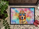 NEW Golden Retriever Hippie Dawg Doormat Front Door Mat Indoor Outdoor Rugs for Entryway, Non Slip Washable Low Pile, 18H X 27W