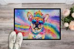 NEW Pug Hippie Dawg Doormat Front Door Mat Indoor Outdoor Rugs for Entryway, Non Slip Washable Low Pile, 18H X 27W