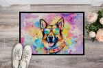 NEW German Shepherd Hippie Dawg Doormat Front Door Mat Indoor Outdoor Rugs for Entryway, Non Slip Washable Low Pile, 18H X 27W