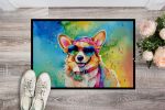 NEW Corgi Hippie Dawg Doormat Front Door Mat Indoor Outdoor Rugs for Entryway, Non Slip Washable Low Pile, 18H X 27W