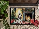 Siberian Husky Cozy Christmas Doormat Front Door Mat Indoor Outdoor Rugs for Entryway, Non Slip Washable Low Pile, 24H X 36W