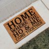 "Home Where The Ho & Me Come Together" Funny Coir Doormat - Heavy-Duty Coconut Fiber Front Porch Mat, Non-Slip Welcome Entrance Rug