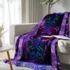Butterfly Throw Blanket - Soft Cozy Lightweight Purple Blue Butterflies Flannel Fleece Blankets
