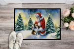 NEW Sheltie and Santa Claus Doormat Front Door Mat Indoor Outdoor Rugs for Entryway, Non Slip Washable Low Pile, 18H X 27W
