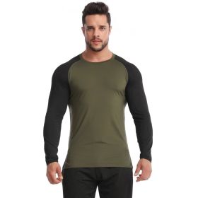 Fitness Clothes Men's High Elastic Breathability PRO Quick-drying (Option: Army Green Black-2XL-1pcs)