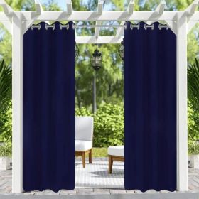 50inch X 96inch Outdoor Curtains Front Porch Curtain Grommet For Porch Balcony Pergola Gazebo Dark Blue (Option: 50x96inch)