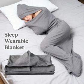 Wearable Hooded Sleep Pod Blanket, 2-in-1 Full Body Sleeping Bag (Option: Grey-XL)