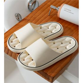 Non-slip Design Bathroom Slippers Home Summer Thick Sole Floor Bedroom House Shoes For Women Men (Option: White-36to37)