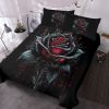 Blood Ink Rose Print Printed Duvet Cover Set - Black Microfiber Bedding, Perfect for Bedroom Decor